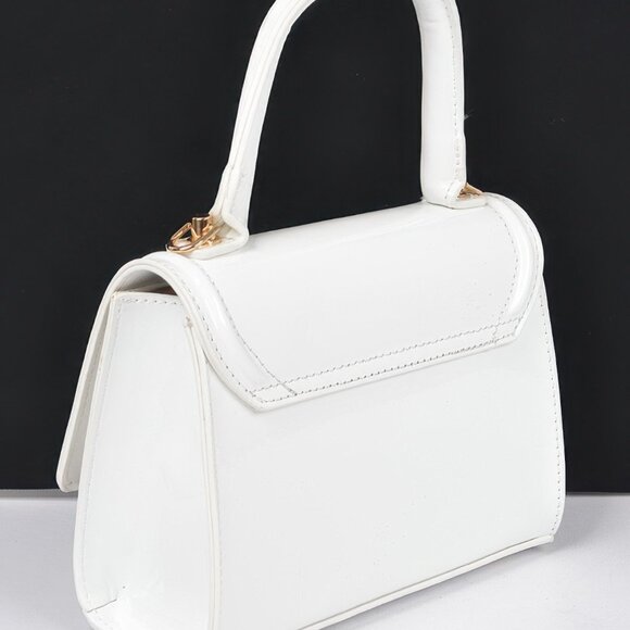 Enamel Faux Leather Top Handle Bag - Picture 4 of 6